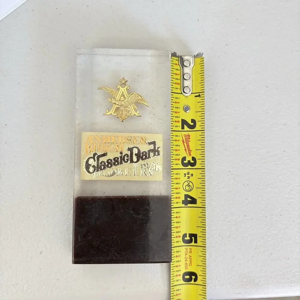 Vintage Anheuser Busch Classic Dark Beer Tap Handle Acrylic Double Sided 5 1/8